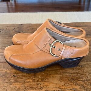 Sanita Brown Leather Professional Buckle Clogs Size 42